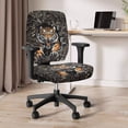 thumbnail image 3 of SCRAWLGOD Camo Hunting Forest Tiger Removable Seat Covers for Office Chairs Stretch Cozy Non-Slip Desk Rotating Chair Slipcovers Split Protective Boss Chair Covers, Set of 2, 3 of 7
