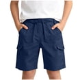 thumbnail image 2 of Tdoqot Boys Cotton Cargo Shorts- Baggy Casual Elastic Waist Summer Kids Camping Shorts Navy Size 12, 2 of 9