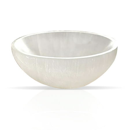 Selenite Crystal Bowl 10 cm, Hand-Carved Moroccan Healing Crystals, Best for Gift & Home Décor
