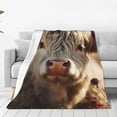 thumbnail image 1 of Fotbe Adorable Flower Field Cow Manta de Franela Acolchonada con Estampado, Súper Suave y Esponjosa, Extra Grande para Sofá, Cama, Uso Todo el Año-80"x60", 1 of 7