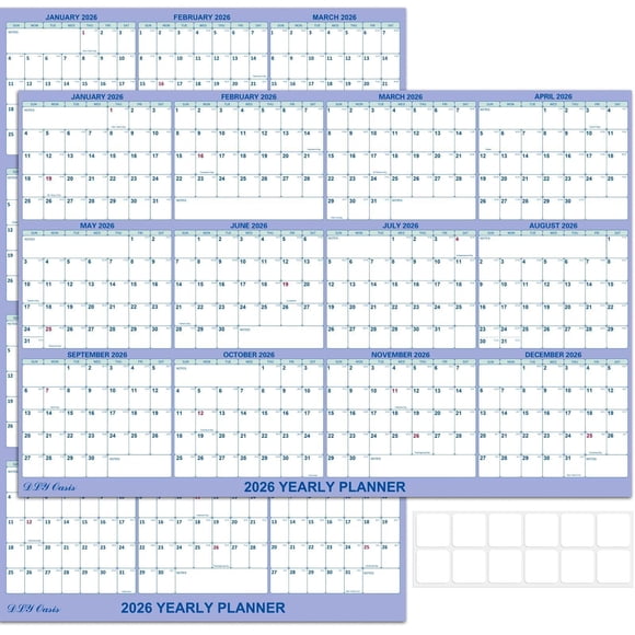 Calendario de pared DLY Oasis 2026, 32 x 48 cm, borrado en seco y húmedo