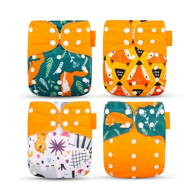Paquete de 4 pañales de entrenamiento para bebés Pañales lavables impermeables Impresión ajustable A prueba de fugas Recién nacido Aprendizaje Envoltura de enfermería Tipo 4 seitruly BA000363-04