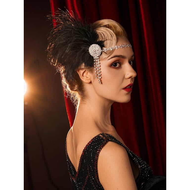 Long 20s Headdress 1920s Flapper Feather Headband Rhinestone Vintage Feather Headpiece For  Roaring 20s Gatsby Party Masquerade SHEIN UK