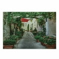 thumbnail image 1 of Mediterranean Cutting Board, Narrow Street with Flowers Rural Wine Town in Southern France Provinces Photo, Decorative Tempered Glass Cutting and Serving Board, Small Size, Grey Green, by Ambesonne, 1 of 1
