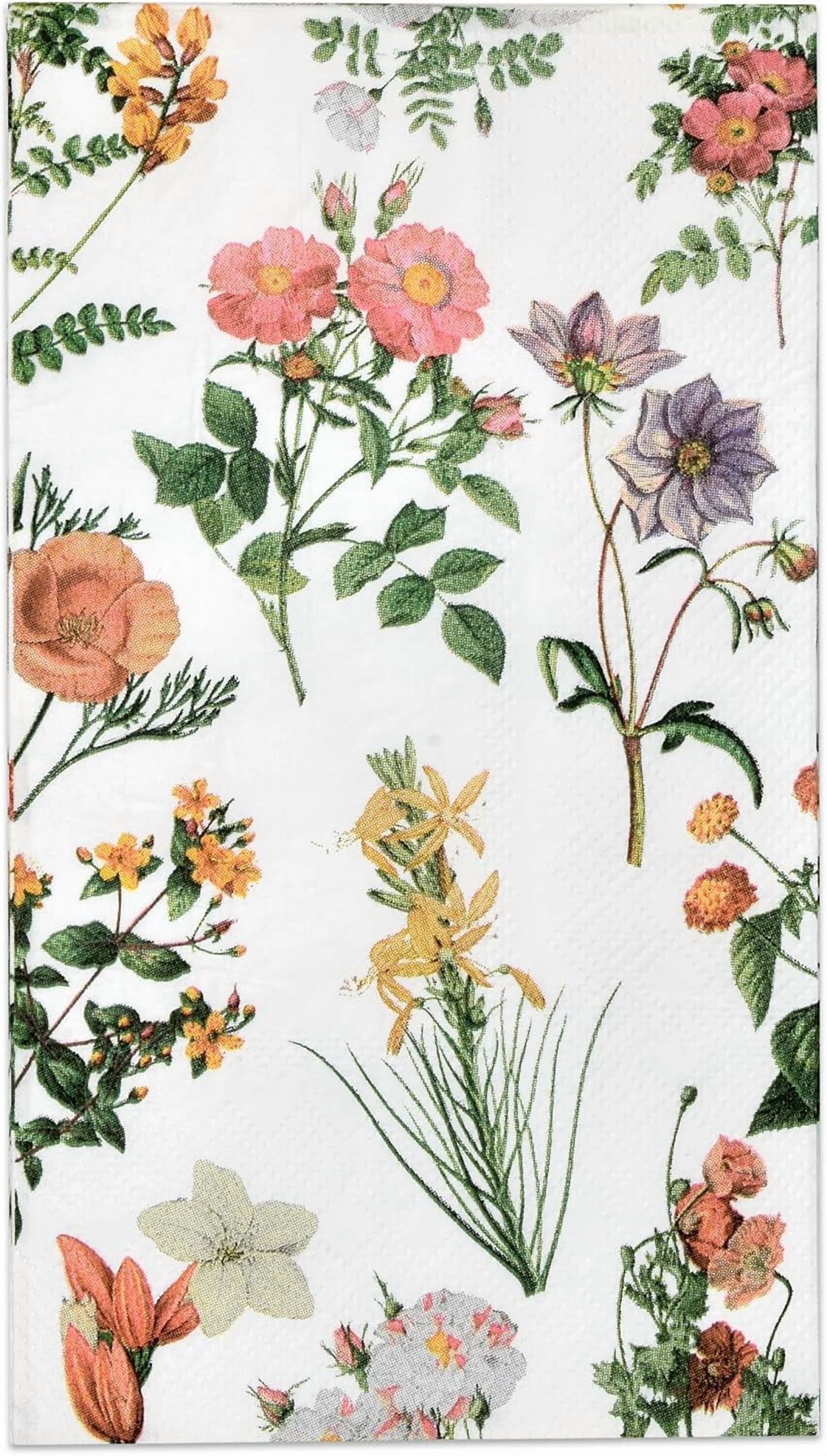 Gift Boutique 100 Vintage Wildflower Guest Napkins Disposable Paper Spring Flower Dessert Napkin for Spring Flower Wedding Anniversary Holiday Tea Room Party Bridal Baby Shower Decorative Towels