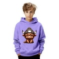 thumbnail image 5 of MAIHAN Highland Cow Hoodies For Kids Cute Cow Print Cozy Pullovers sweatshirts Casual Long Sleeve Fall Winter Sweatshirts(Purple,13-14 Years), 5 of 6