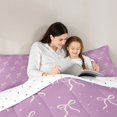 thumbnail image 4 of Erosebridal Cute Bowknots Queen Comforter Set,Kawaii Bowtie Girls Bedding Comforter Set For Teens,Pink Purple, Reversible 3pcs, 4 of 7