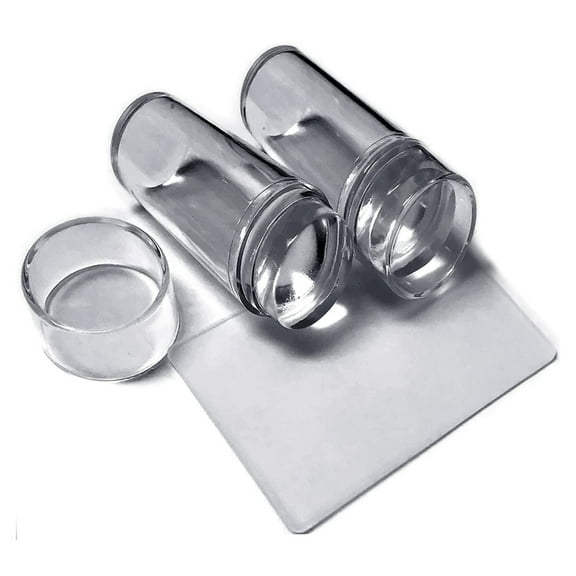 Vonrui 2 pcs Jelly French Nail Stampers kit Soft Silicone Nail Art Stamp Heads Clear Nail Stamping Tools set DIY Gel Polish with Scraper