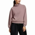 thumbnail image 5 of WTXUE Mock Neck Oversized Sweatshirts for Women,Tunic Sweatshirts,Loose Fit Long Sleeve Shirts,Cozy Casual No Hood Plus Size Pullover Tops,Fall Outfits Light Violet Xxl, 5 of 9