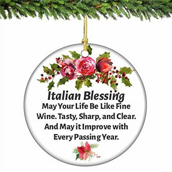 Italian Blessing Christmas Ornament Porcelain 2.75 Inches