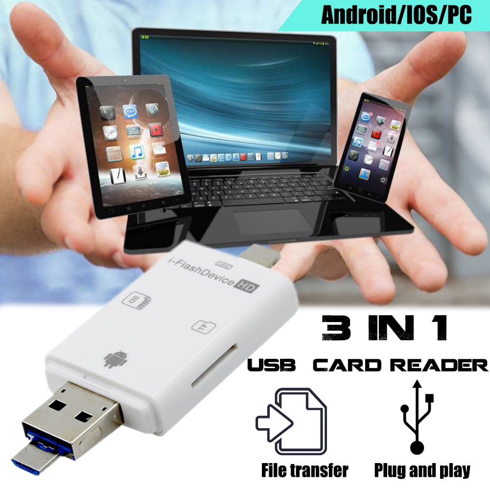 3 in 1 TF SD memory Card Reader for iPhone//ipad// MAC// PC// Android Device