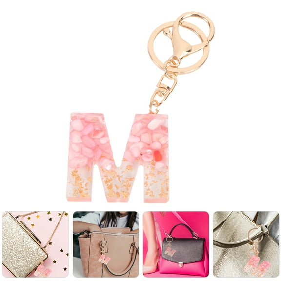 GOOHOCHY  2 Pcs Initial Key Ring Keychain Crystal Miss Girl