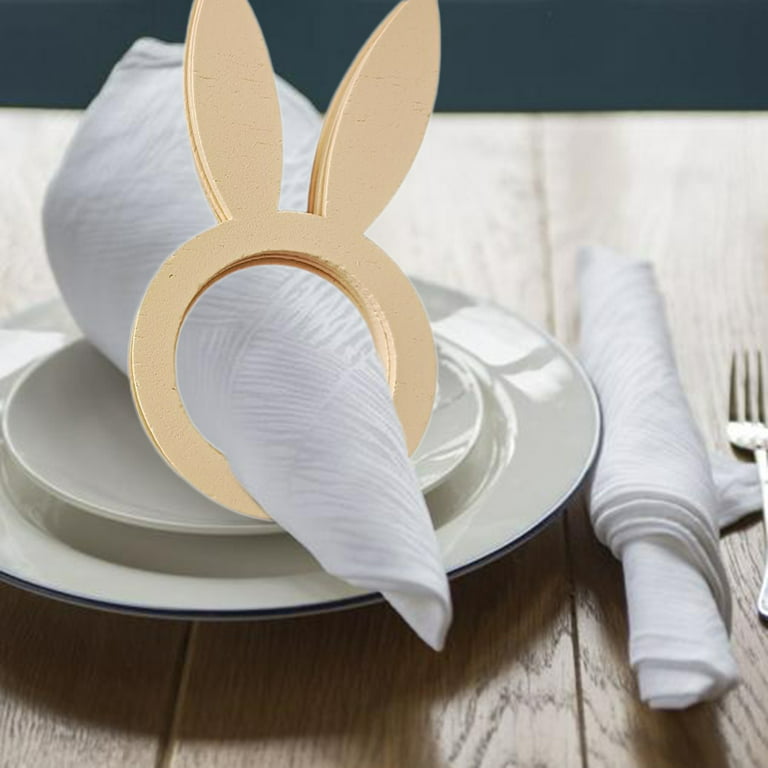 Handmade White Napkins Bunny Rabbits Easter Or Everyday Cloth Napkins Set  of 6