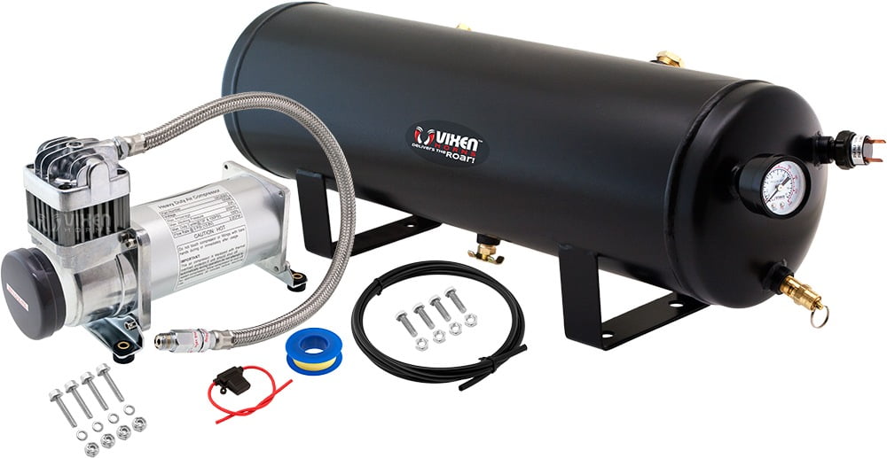 Vixen Horns 3 Gallon (12 Liter) Train/Air Horn Tank with 200 PSI Compressor Onboard System/Kit