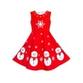 thumbnail image 1 of Robe Fille Rouge Snowman Flocon de Neige Fête de Noël Nouvel An Sans Manches 8 Ans, 1 of 6