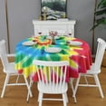 thumbnail image 2 of Colorful Tie Dye Mandala Pattern Round Tablecloth 60"x60",Wrinkle Wipeable Table Cloth for Kitchen Dining Room Picnic Patio Party, 2 of 6
