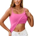 thumbnail image 6 of OIUUAK Women Sleeveless Tank Tops Built in Bra, Basic Modal Double Lined Scoop Neck Adjustable Spaghetti Strap Fitted Cami Layering Shirts, Hot Pink, 6 of 6