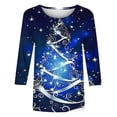 thumbnail image 5 of Holiday Gifts! Titcea Christmas Shirts for Women 3/4 Sleeve Crewneck Cute Christmas Print Pullover Sweaters 2024 Loose Comfort Casual Tops, 5 of 5