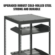 BENTISM 15U Open Frame Server Rack، 15-40 Depth قابل للتعديل، Free Standing or Wall Network Server Rack، 4 Post AV Rack with Casters Two Shelves