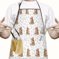 thumbnail image 2 of White Highland Cow Floral Pattern Apron-Garden Aprons for Women with Pockets-Cotton Linen Waterproof Kitchen Cooking Gardening Aprons Adjustable for Kitchen,Cooking,BBQ and Salon 33x27 Inch, 2 of 7