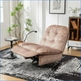 thumbnail image 3 of Recliners | Oversized Swivel Gliding Rocking Chair with Removable Phone Holder | Natural Brown | Gold-Stamped Velvet, 3 of 21