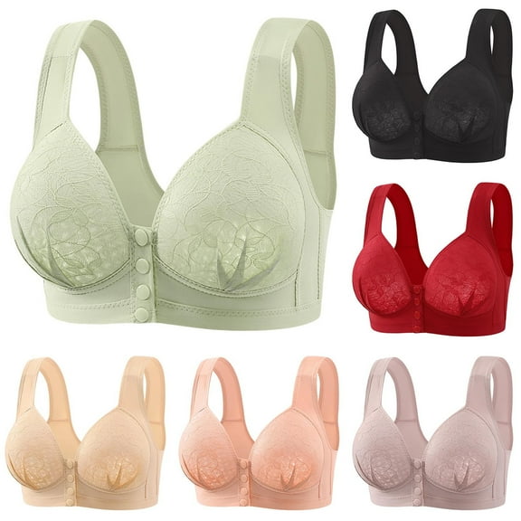 HVOBTTY Womens Front Closure Bra, Bras for Women, Woman Oversized Wireless Bra Front Button Push Up Underwear Bra Beige, 40/90