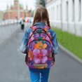 thumbnail image 6 of FORMRS Unisex Backpack Elementary School Travel Bookbag with Reflective Stripes, Large Purple Flowers, 6 of 7