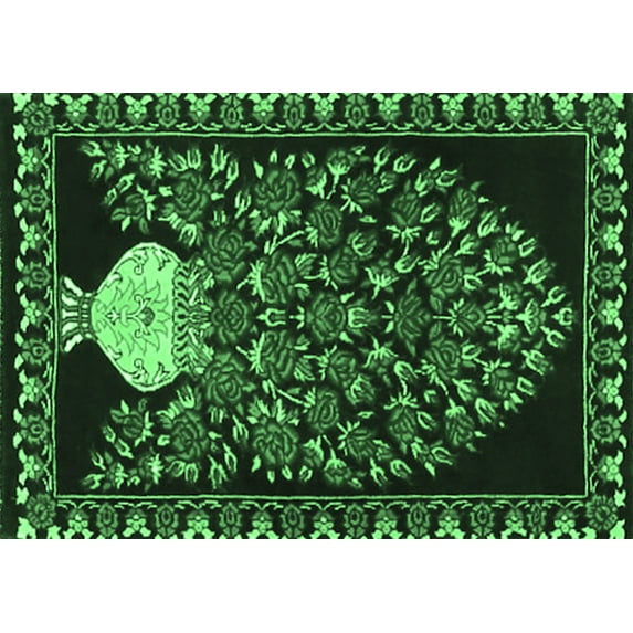 Ahgly Company Indoor Rectangle Persian Emerald Green Traditional Area Rugs, 6' x 9'