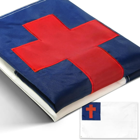 Anley EverStrong Series Christian Flag 3x5 Foot Heavy Duty Nylon - Embroidered and Sewn Stripes - Religious Banner Flags