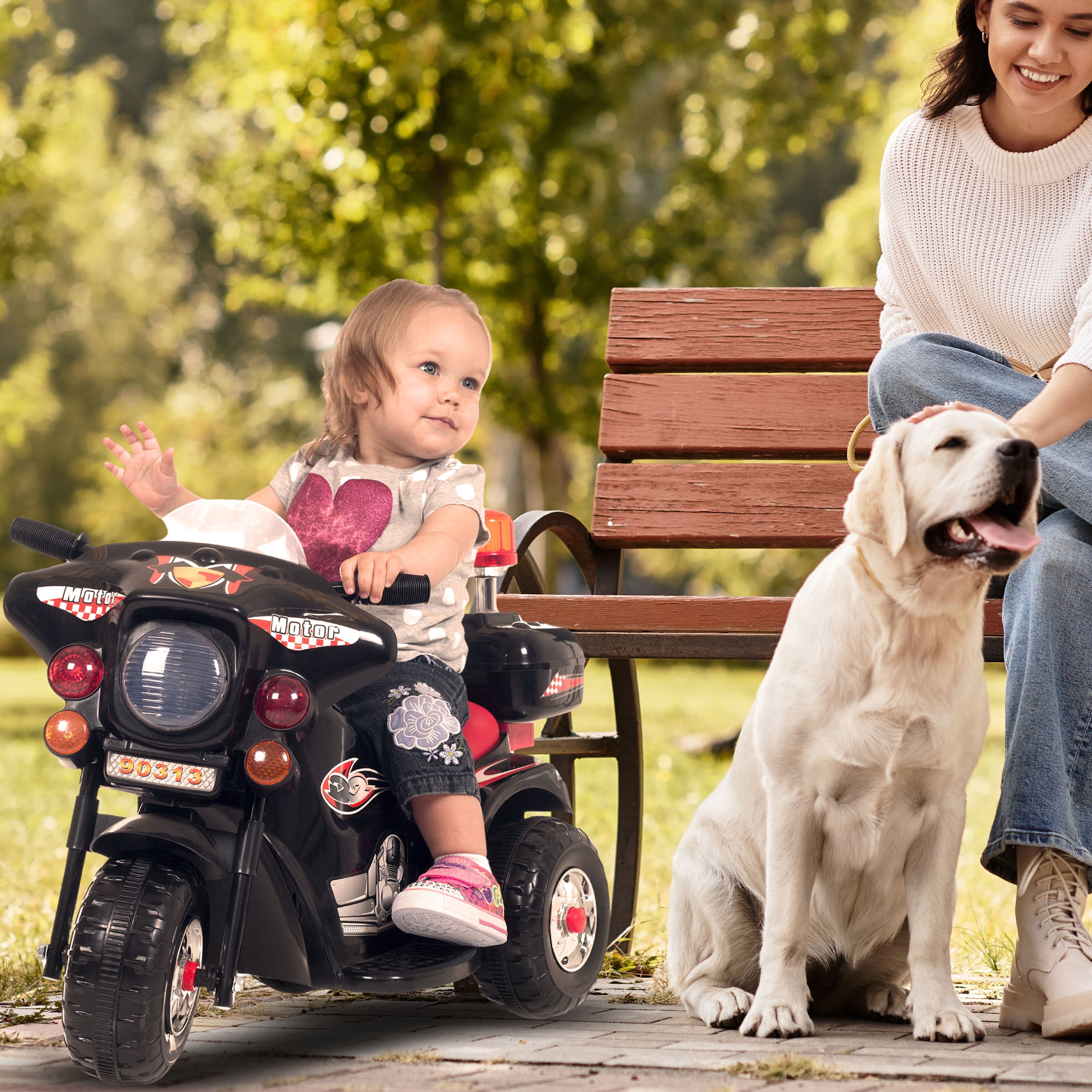 3 Wheel Motorcycle Battery Powered Ride On Toy for Kids by Hey! Play!