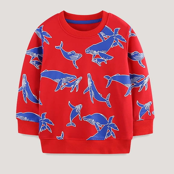 Rvasteizo Boys Sweatshirts Print Crew Neck Long Sleeve Soft Cotton Pullover for Boys Girls Fashion Wear