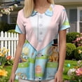 thumbnail image 5 of GEWSEY Scrubs for Women V Neck Short Sleeve Easter Printed Tops Cartoon Pattern Plus Size Nursing with Pockets (Light Blue, XXL), 5 of 7