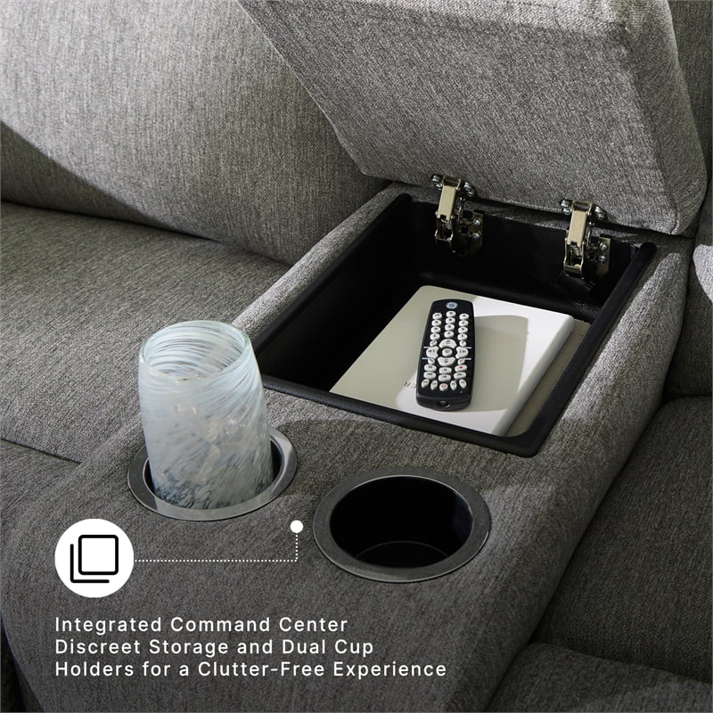 Signature Design by Ashley Carrigan Lane Gray Reclining Loveseat with Console