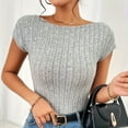 thumbnail image 4 of GigrtiJin Women Summer Short Sleeve Blouse Backless Round Neck Going out Tops Open Back Basic Solid Color Tee Shirts, 4 of 7