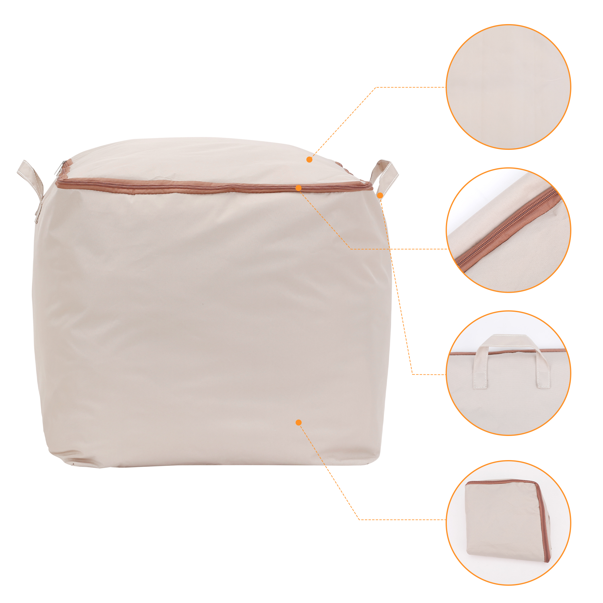 Unique Bargains Foldable Storage Bags w Handles for Closet Organizers Kakhi 19x19x19in