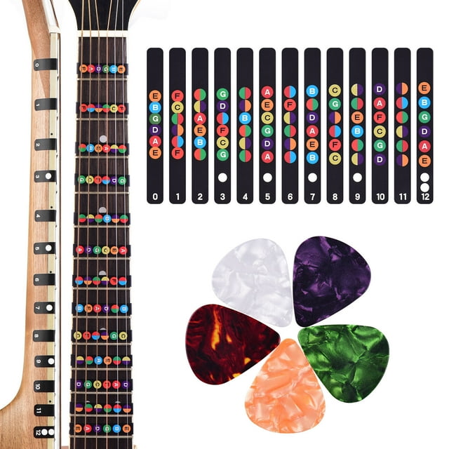 Amdohai Guitar Fretboard Stickers Colorful Fingerboard Sticker Note Decals for