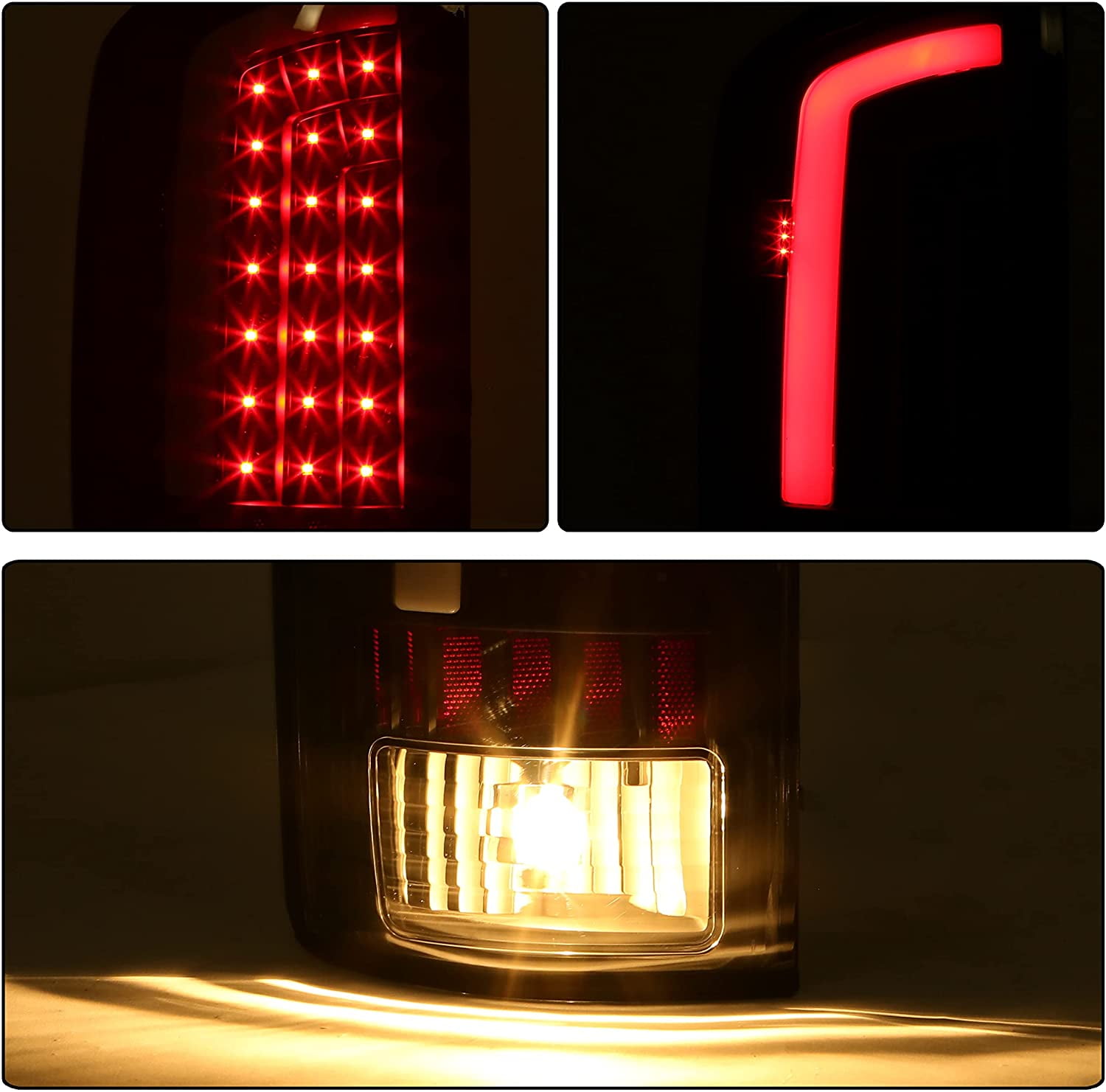 Kojem Tail Light LED Brake Turn Signal Lamp Taillight LH RH Pair Compatible with 2002-2006 Dodge Ram 1500/2003-2006 Dodge Ram 2500 3500 (Red Lens & Chrome Housing)