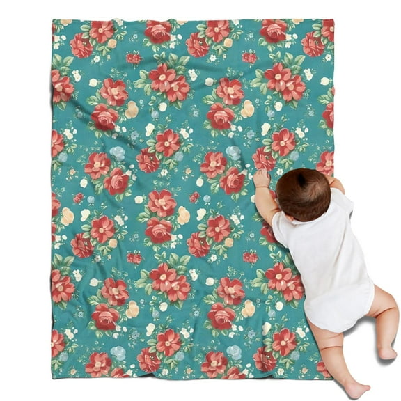 Pioneer Flower Floral Print Pattern Blanket,Comfortable Soft Flannel Throw Blanket,All Season,Warm Lightweight Blankets for Sofa Bed Couch Living Room Chair,30"x40"