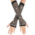thumbnail image 5 of Party Punk Mesh Gloves Half Finger Diamond Pattern Stretch Color Handwear, 5 of 7