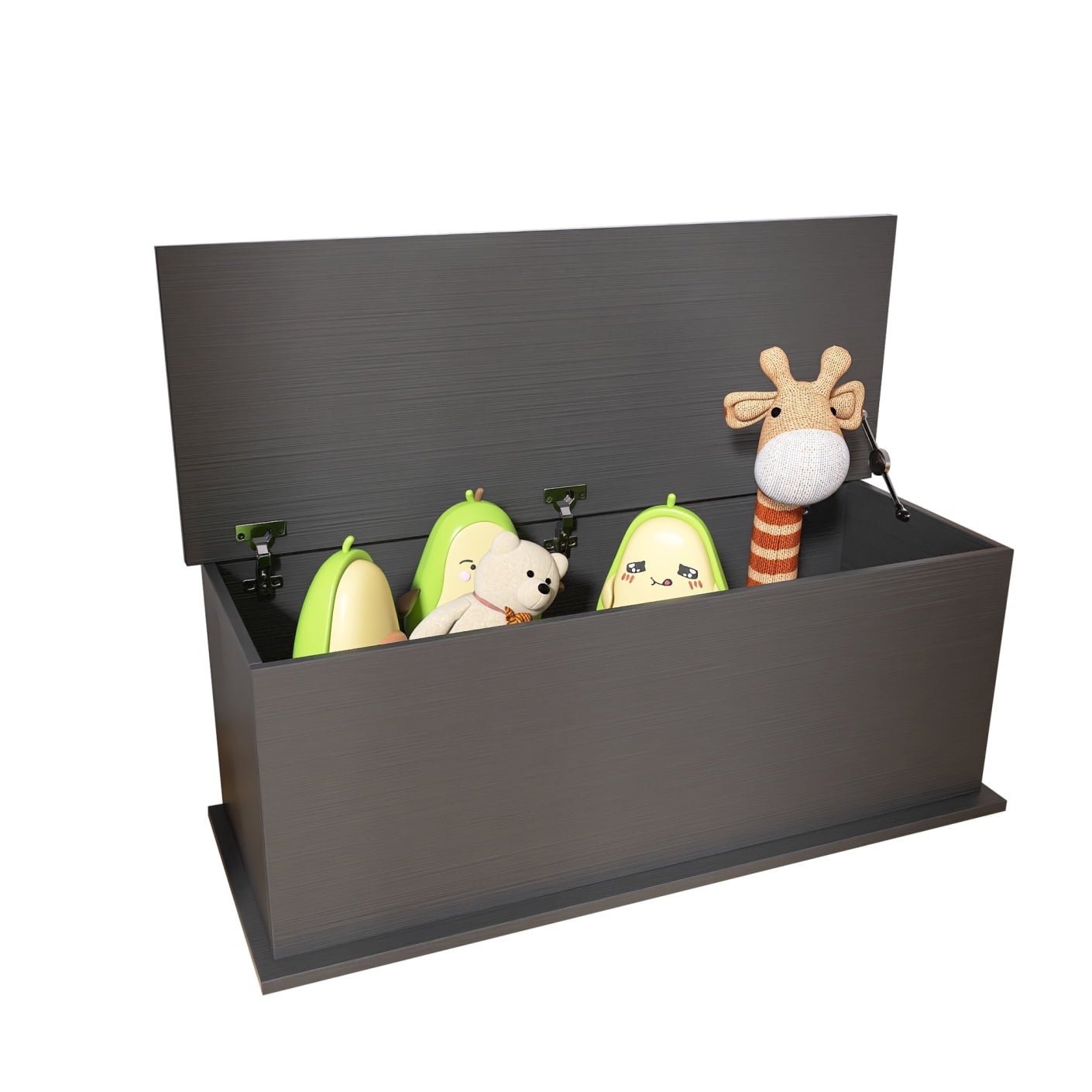 Wood Toy Box with Lift Top, Large Storage Chest Trunk, Entryway Bench Storage Organizer, Lift Top Toy Chest with 2 Safety Hinges, for Living Room, Bedroom, Black