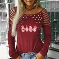 thumbnail image 2 of Blusa de manga larga con estampado de día de San Valentín y hombros descubiertos para mujer Pompotops gfhjh17911, 2 of 7