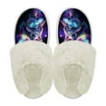 thumbnail image 2 of Chririnla Starry Sky Wolf Print Plush Slippers for Women Indoor Novelty Home Shoes Warm Bedroom Shoes with Anti-Skid Sole for Indoor & Outdoor, 2 of 7