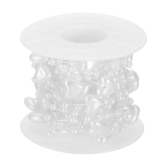 Uxcell Heart Pearl String Beads Garland, 16.4 Ft Artificial Pearl Strands Spool, White