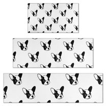 Cute Bulldog Kitchen Rugs Sets Of 3,Kitchen Runner Rugs Non Skid Washable,Decorative Kitchen Floor Mats for Kitchen,Sink,Laundry,17"x30"  17"x47"   17"x59"