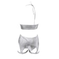 thumbnail image 5 of Gibobby Trajes de Baño para Mujer 2024 Traje de baño metálico de 2 piezas para mujer Conjunto de bikini con cordón triangular halter(Blanco,G), 5 of 5