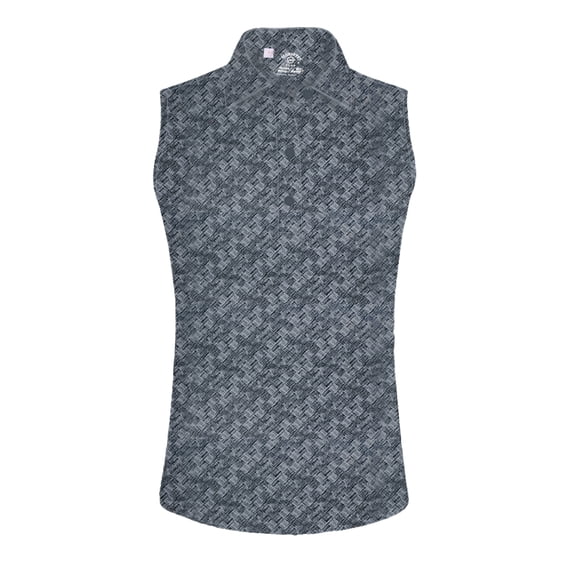 Monterey Club Women's Small Rhombus lattice Print Tailored Collar Sleeveless Golf Polo Shirt #2601