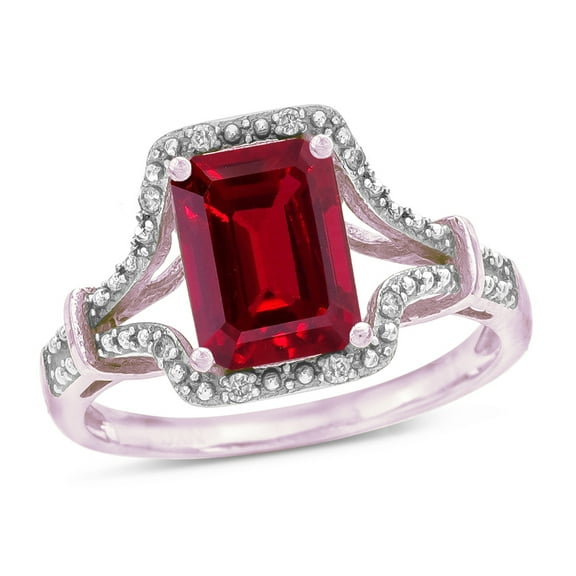 Star K� Octagon Emerald Cut 8x6 Created Ruby Vintage Look Split Shank Ring