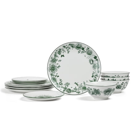 Stone Lain Esme 12-Piece Dinnerware Set Porcelain, Service for 4, Green