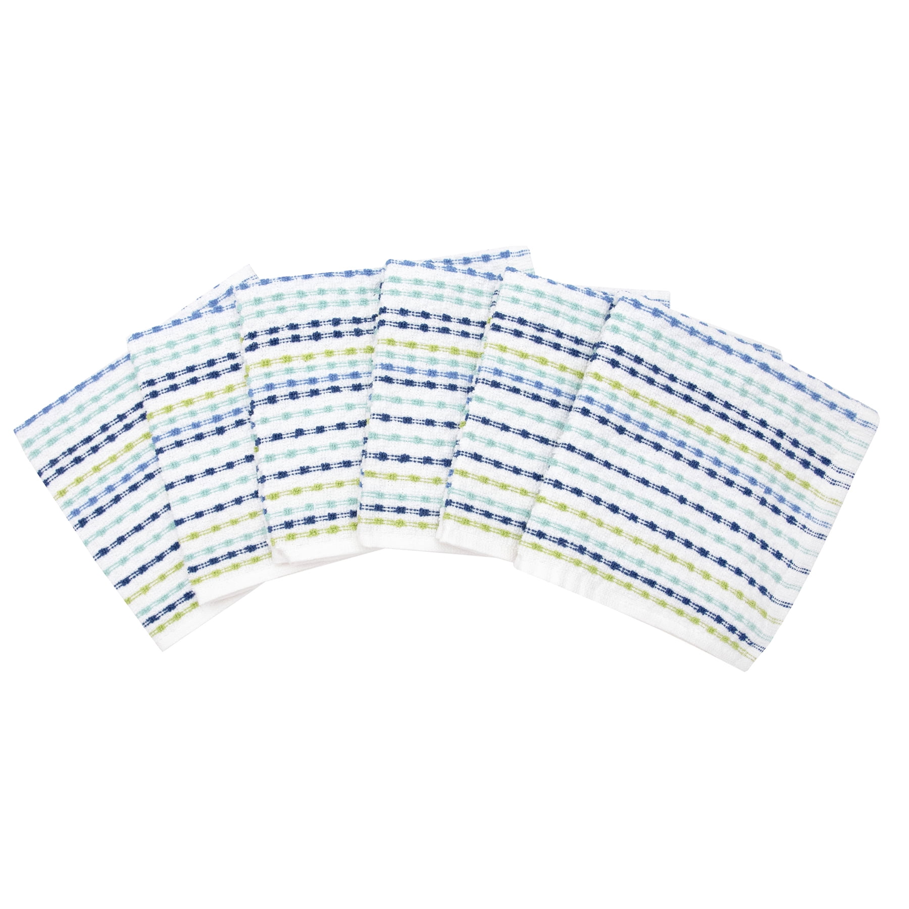 Pebble Cotton Terry Bar Mop Dish Cloth, 6 Piece Set, Cool