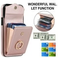 thumbnail image 2 of Wallet Case Compatible with iPhone 13Pro Max, Case with Card Holder,with a strap, RFID Blocking Leather Cover 360°Rotation Ring Kickstand Protective Bumper Designed for Apple iPhone 13Pro Max,Rosegold, 2 of 10